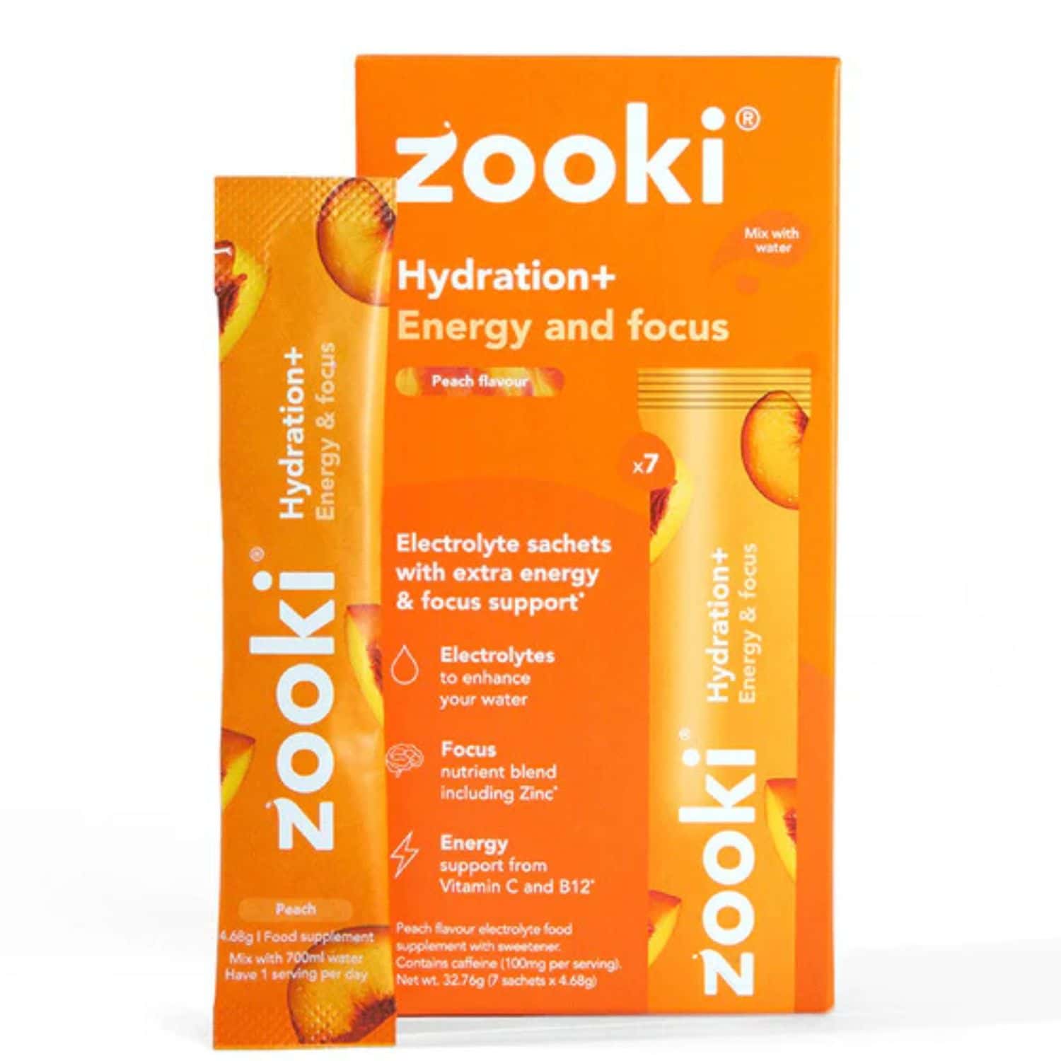 Zooki Hydration+ Energy and Focus - Peach Flavour