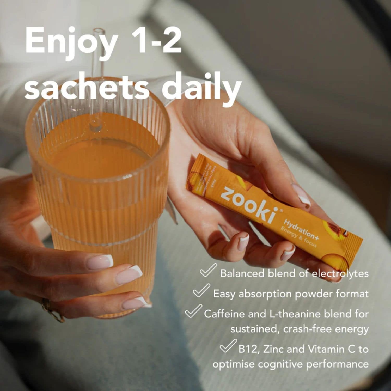 Zooki Hydration+ Energy and Focus - Peach Flavour