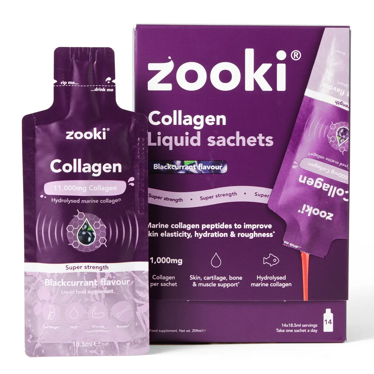 Zooki Super Strength Collagen - Blackcurrant Flavour 11,000mg