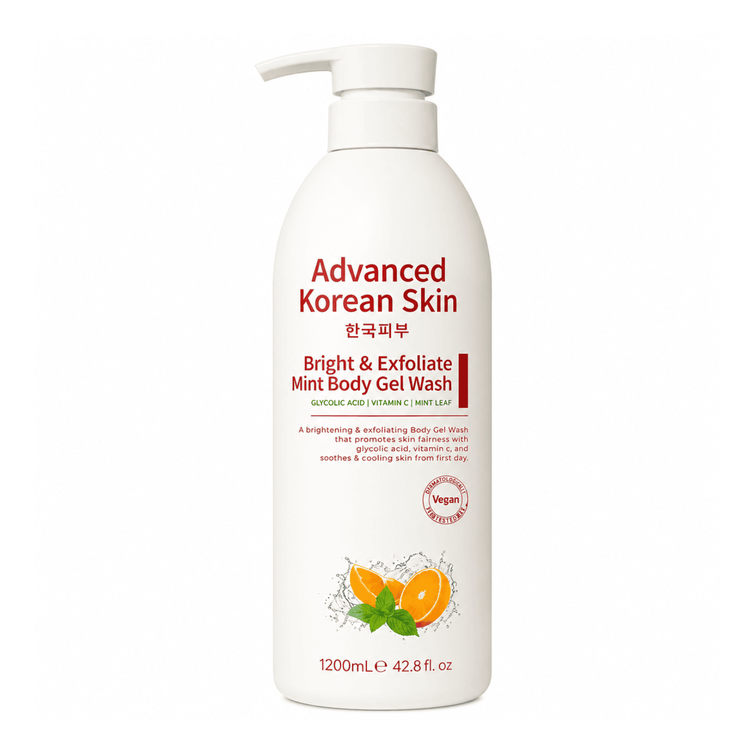 Advanced Korean Skin Bright & Exfoliate Mint Body Gel Wash White (1200ml)
